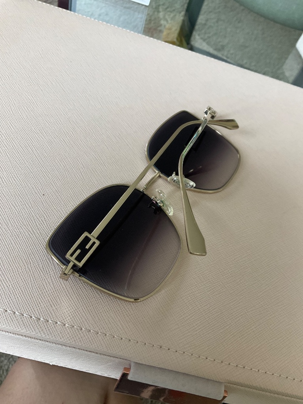 Fendi Women's Sunglasses - Gradient Lens Full Rim Gold Square Frame - Picture 4 of 8